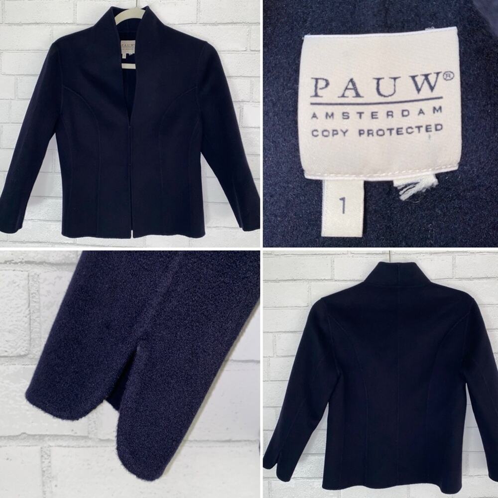 PAUW Amsterdam $1.2k Short Double Face Cashmere Blazer sz 1=Small EUC Dark Blue